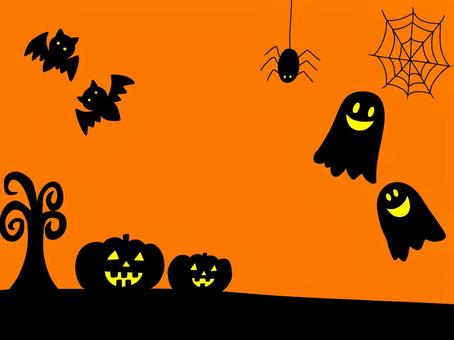 ハロウィン背景オレンジ ハロウィン,イベント,行事,秋,10月,背景,かぼちゃ,ジャックオーランタン,かわいい,木のイラスト素材