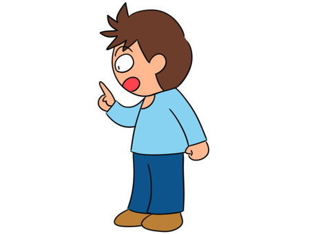 横向きで人差し指を立てる少年のイラスト 少年,子供,ポーズ,人差し指を立てる,男の子,横向き,青,説明,人物,ボーイのイラスト素材