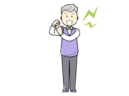 拳を握り激励する全身おじいさん 全身,おじいさん,ガッツポーズ,老人,高齢者,祖父,シニア,年寄り,白髪,高齢のイラスト素材