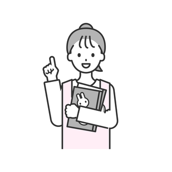SS単体_保育士の女性16 大人,20代,30代,40代,保育士,先生,幼稚園,エプロン,保育,教諭のイラスト素材