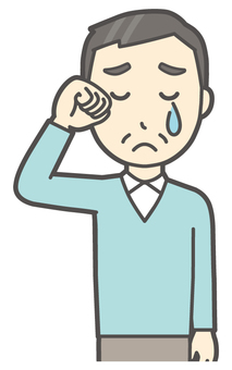  ニット中年男性-217-バスト 泣く,おじさん,男性,中年,お父さん,パパ,シニア,ミドルエイジ,人物,かわいいのイラスト素材