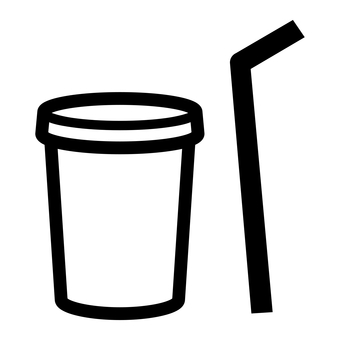 飲み物のカップ・ストロー(黒) 紙コップ,プラカップ,飲み物,カップ,ストロー,ドリンク,飲料,コップ,アイコン,シンプルのイラスト素材