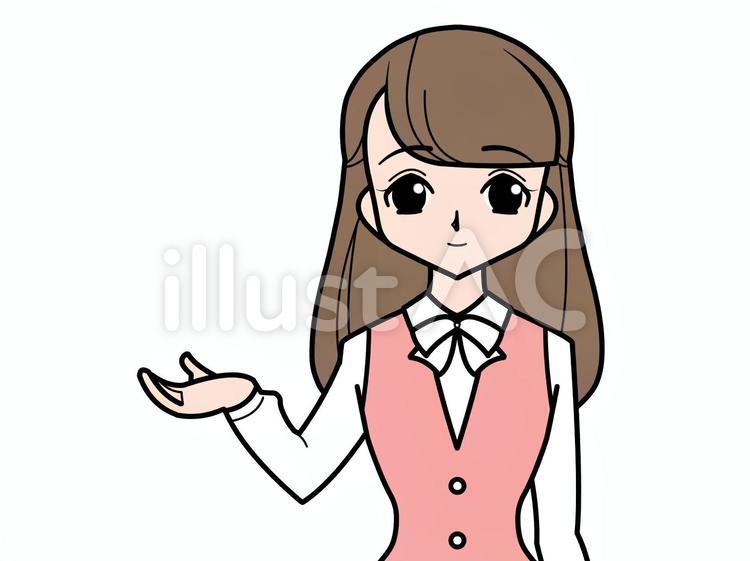 会社員20180626-4 説明,案内,お姉さんのイラスト素材
