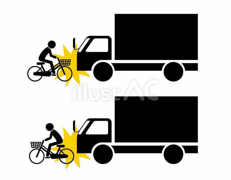 トラックと自転車の接触事故（交通事故） 人,トラック,ベクターのイラスト素材