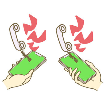 スマートフォンの電話が鳴る スマホ,スマートフォン,電話,連絡,受話器,コール,持つ,手,スマホ画面,迷惑電話のイラスト素材