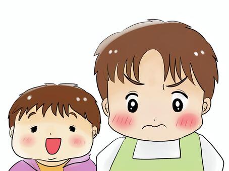 怒る男性と笑顔の男性 男性,笑顔,怒る,照れる,赤面のイラスト素材