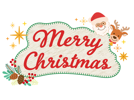 メリークリスマスのワッペン白【ニット】 merrychristmas,メリークリスマス,xmas,タイトル,あしらい,ワッペン,刺繍,ニット,見出し,アイキャッチのイラスト素材