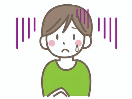 憂鬱な男の子 憂鬱,汗,嫌,子供,男の子,人物,落ち込む,かわいい,シンプルのイラスト素材