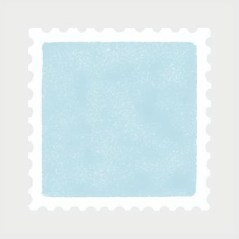 水彩風　切手フレーム（正方形・ブルー） 切手,切手フレーム,フレーム,水彩,手描き風,くすみカラー,ナチュラル,シンプル,テクスチャ,素材のイラスト素材