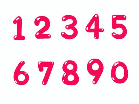 ぷっくりした数字（赤） 数字,ぷっくり,つや,赤,手描き,デコレーションのイラスト素材