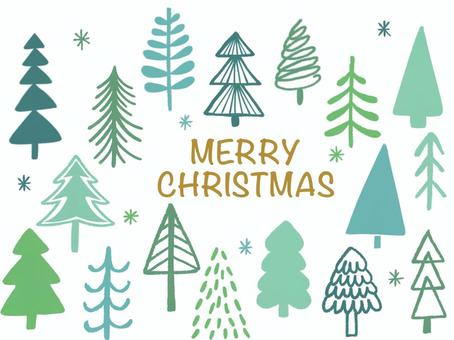 手描き風クリスマスツリーセット 冬,クリスマス,ツリー,木,森,樹木,植物,自然,雪,雪景色のイラスト素材