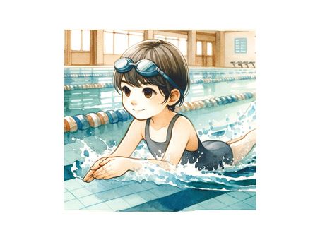 girl practicing swimming, , JPG, PNG and AI