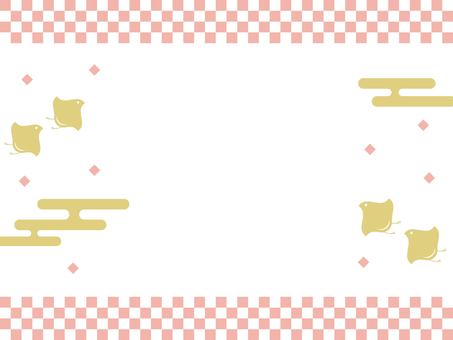 Checkered and houndstooth congratulatory frame, background, and handle, japanese style, JPG, PNG and AI