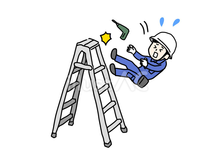 脚立から落下する作業員の男性 作業員,脚立,危険のイラスト素材