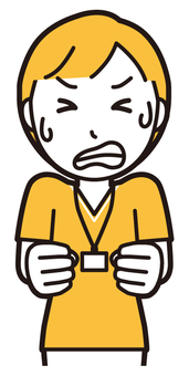  訪問看護師女性(黄)-467-バスト 悔しい,訪問看護師,看護師,女性,医療,病院,介護,ナース,在宅看護,クリニックのイラスト素材
