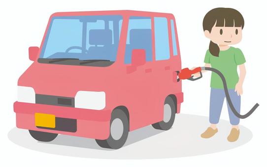 車にガソリンを入れる人 自動車,車,ガソリン,給油,入れる,セルフ,人物,人,ドライバー,女性のイラスト素材