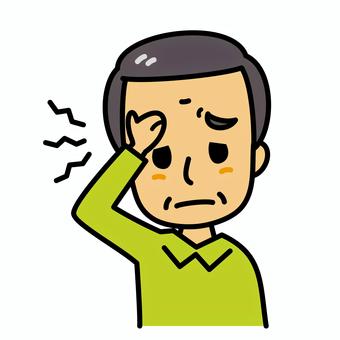 シニア男性　頭痛 頭痛,高齢者,片頭痛,病気,症状,不調,風邪,インフルエンザ,シニア,お年寄りのイラスト素材