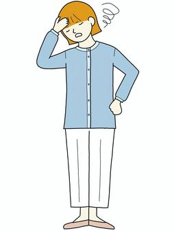 頭痛の女性（全身）③ 女性,人物,全身,ビジネス,社会人,オフィス,仕事,シンプル,かわいい,おしゃれのイラスト素材