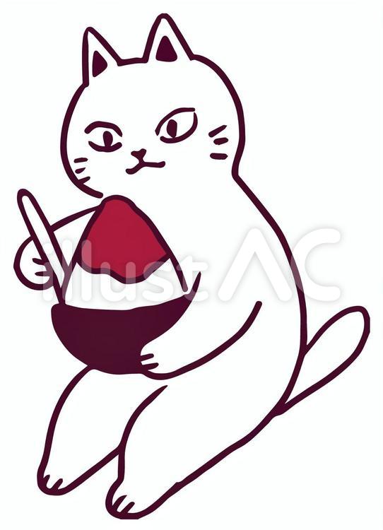 かき氷と猫のイラスト 猫,座る,白のイラスト素材