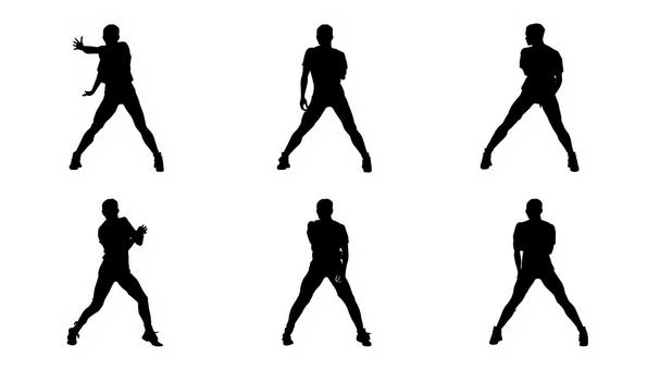 人物　シルエット シルエット,モデル,全身,体型,影,白黒,モノクロ,人物,ポーズ,人のイラスト素材