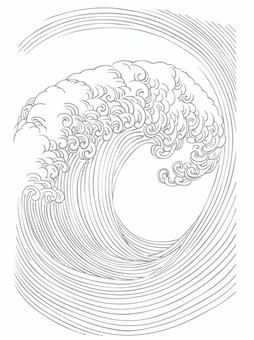 日本の模様29_波・荒波 手描き風 日本の模様29_波・荒波 手描き風 波,海,大波,荒波,流水,水,液体,うねり,流れ,伝統模様のイラスト素材