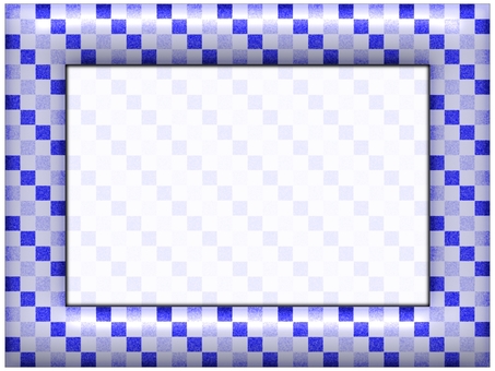 市松模様のフレ−ム　青 市松模様,フレ−ム,ポストカード,メッセージカード,柄,パターン,和風,和柄,縁起,めでたいのイラスト素材