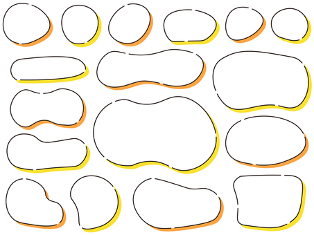 ポップな流体フレームセット 黄色オレンジ フレーム,吹き出し,流体シェイプ,ビビット,ネオン,セット,ポップ,かわいい,黄色,オレンジのイラスト素材