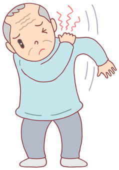 肩こり・五十肩 肩こり,五十肩,関節炎,関節痛,筋肉痛,痛み,加齢,疾患,男性,高齢者のイラスト素材