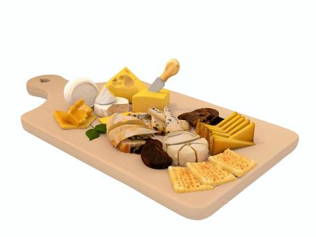 居酒屋やワインバルやパーティーでのチーズ チーズ,食品,皿,乳製品,おつまみ,クラッカー,食器のイラスト素材