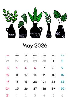 Illustration, calendar, 2026, may, 