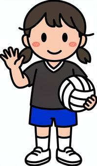 黒のバレーボールの女の子です。 バレーボール,シンプル,スポーツ,体育,クラブ,部活,サークル,運動,球技,競技のイラスト素材