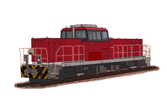 ハイブリッドディーゼル機関車 鉄道,機関車,ディーゼル,線路,新型のイラスト素材