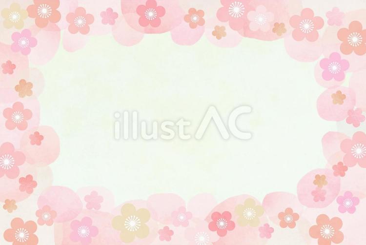 かわいい梅の花の背景フレーム2 梅,背景,フレームのイラスト素材