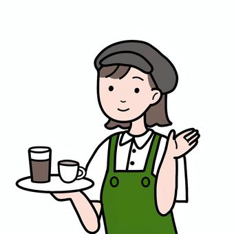 シンプルコーヒー店スタッフ B シンプル,飲食店,店員,スタッフ,女,人,お店,コーヒー,カフェ,レストランのイラスト素材
