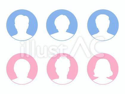 人物シルエット男女カラー丸アイコン2