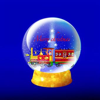 スノーボール、蒸気機関車クリスマス。 スノーボール,蒸気機関車,クリスマス,サンタクロース,雪のイラスト素材