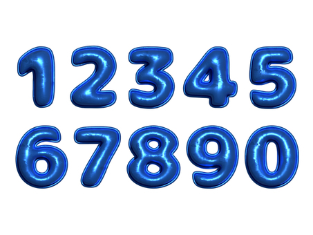 数字バルーン文字　ブルー 紺 数字,文字,価格,年齢,月齢,飾り,サプライズ,ハッピーバースデー,誕生日,おめでとうのイラスト素材