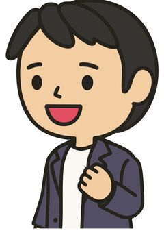 月ポーズ 人物,ガッツポーズ,励まし,頑張れ,努力,ポジティブ,笑顔,男,普段着,日常のイラスト素材