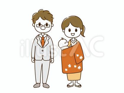 お宮参りの夫婦