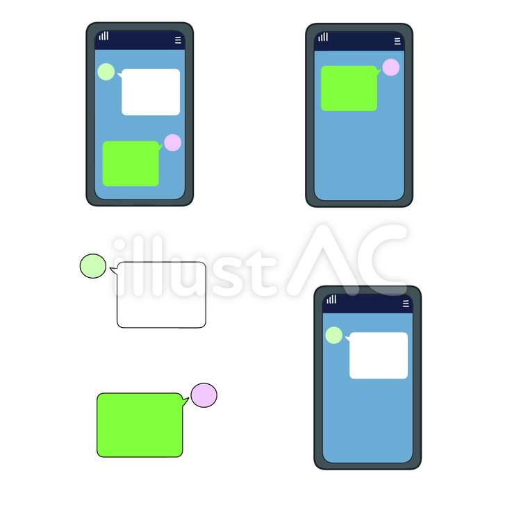 スマホ　会話　やりとりセット 会話,やり取り,スマホのイラスト素材