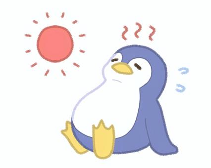 夏バテしているペンギン ペンギン,ぺんぎん,動物,ペット,デフォルメ,動物園,アニマル,シンプル,手書き,夏のイラスト素材
