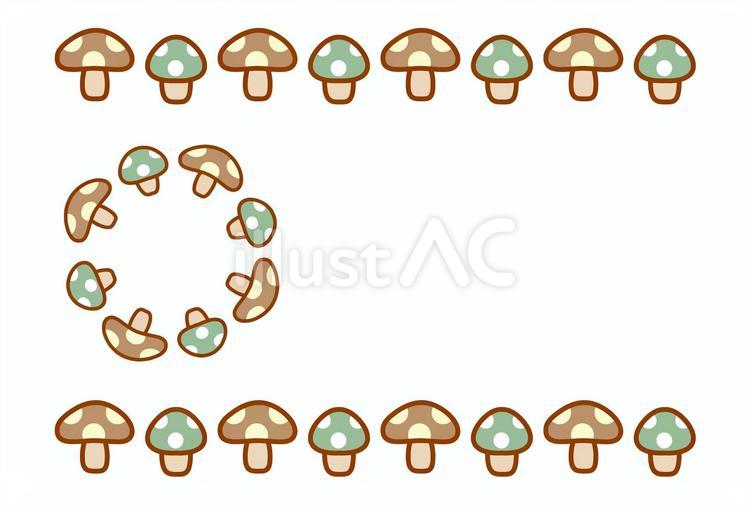 毒きのこブラシのかわいいフレームカード きのこ,毒キノコ,フレームのイラスト素材