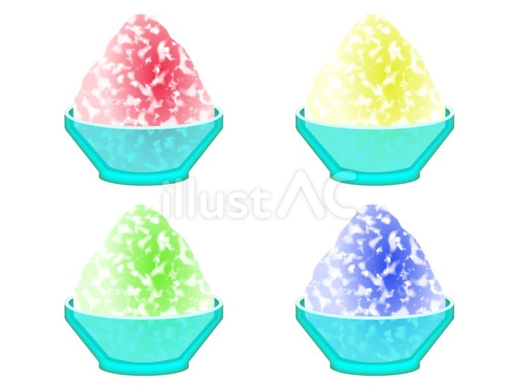 かき氷05（まとめ） かき氷,氷菓子,苺味のイラスト素材