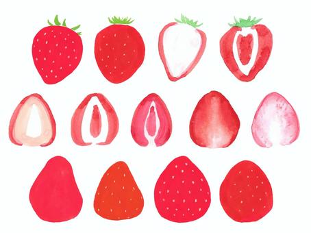 Strawberry set (without stem/cut), JPG and PNG Strawberry set (without stem/cut), strawberry, cut, half, JPG and PNG
