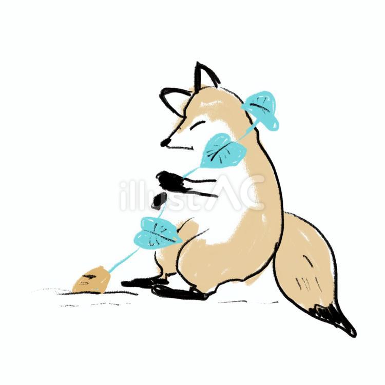 芋掘りをしているキツネ キツネ,芋掘り,さつま芋のイラスト素材