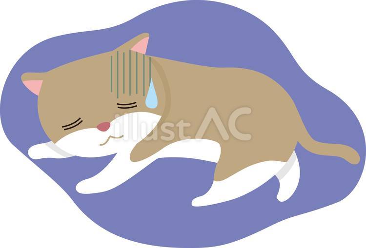猫の体調不良4 猫,体調不良,熱中症のイラスト素材