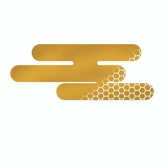 年賀素材｜金の雲パーツ亀甲柄デザイン 年賀素材,年賀状,雲,金色,グラデーション,和柄,和風,亀甲,模様,六角形のイラスト素材