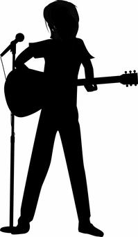 ミュージシャン ミュージシャン,ギター,楽器,バンド,男性,マイク,スタンド,シルエットのイラスト素材