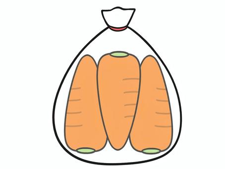 袋に入った複数の濃いオレンジ色のにんじん 食べ物,野菜,にんじん,農作物,袋,ヘタのイラスト素材