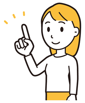  ロングヘア女性(黄)-400-バスト 数字,女性,女の子,人物,かわいい,1,指差し,ハンドサイン,数える,カウントのイラスト素材